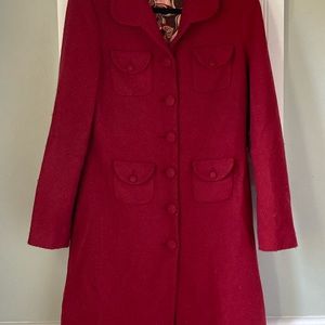 Tibi Vintage Winter Wool Coat in Red, Sz M